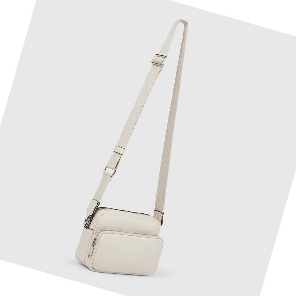 Women's Ecco Textureblock Camera Shoulder Bags White | USA 384LIS